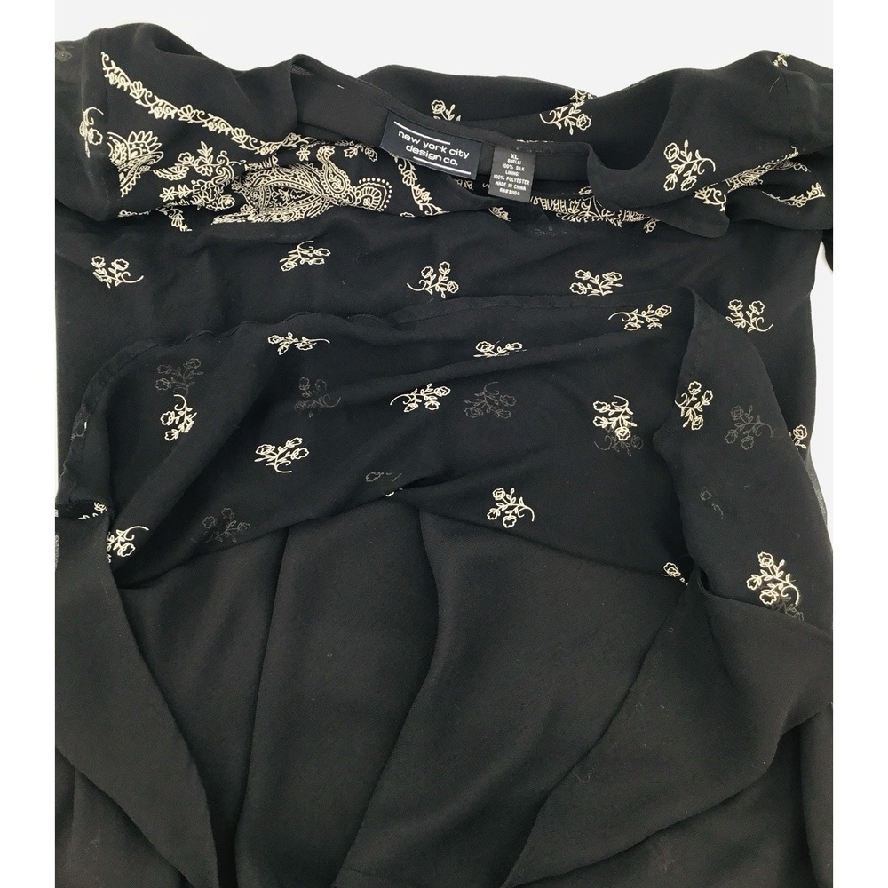 VTG New York City Design Co Silk Babydoll Top Black Boho XL Whimsigoth Y2K HH01 - Picture 15 of 16
